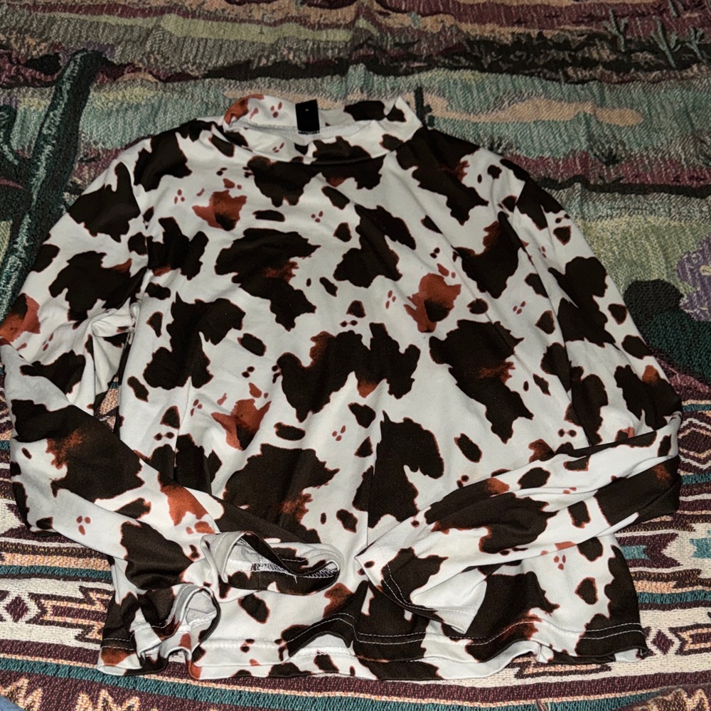 Cow Print Long Sleeve Top